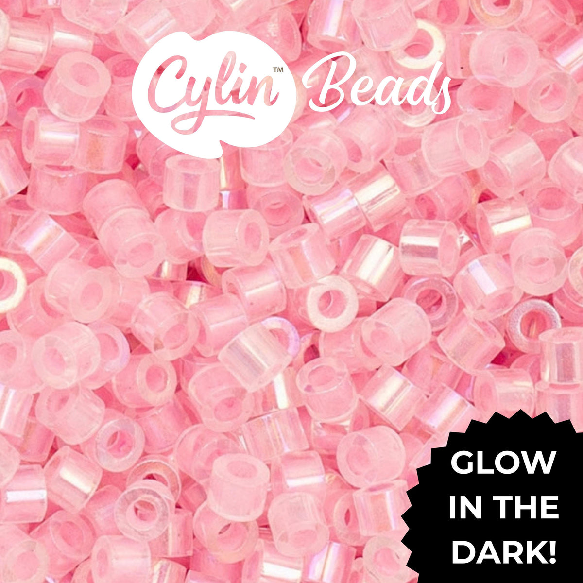 CY11-1117 11/0 Cylin Beads Glow in Dark AB Pink