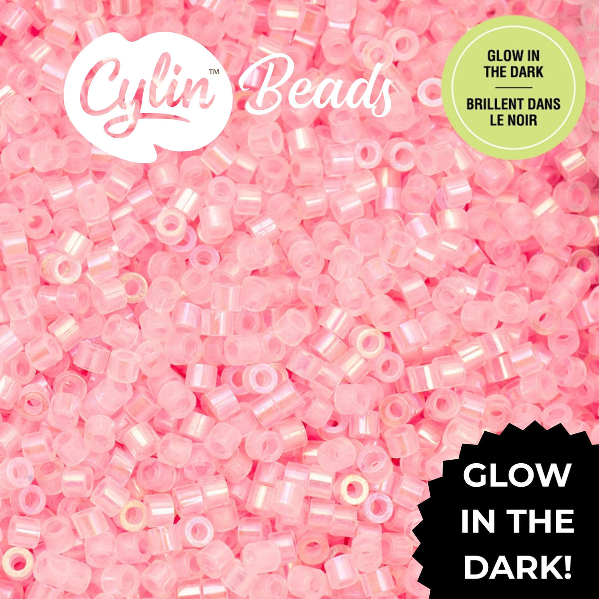 CY11-1118 11/0 Cylin Beads Glow in Dark AB Neon Pink