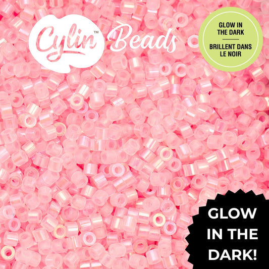 CY11-1118 11/0 Cylin Beads Glow in Dark AB Neon Pink