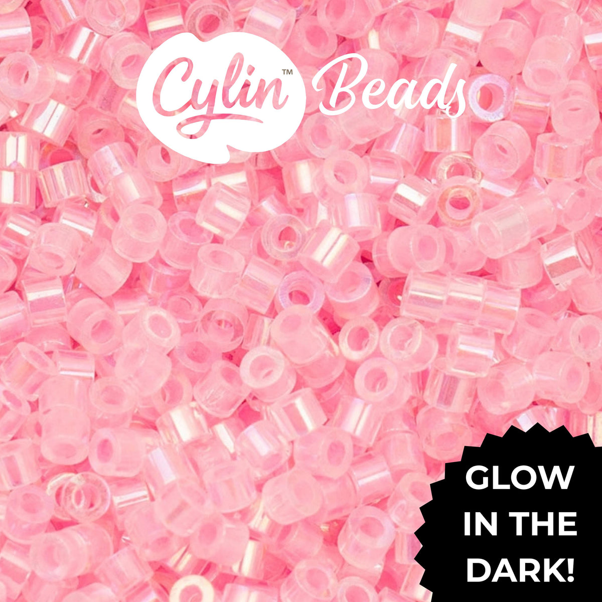 CY11-1119 11/0 Cylin Beads Glow in Dark AB Rose