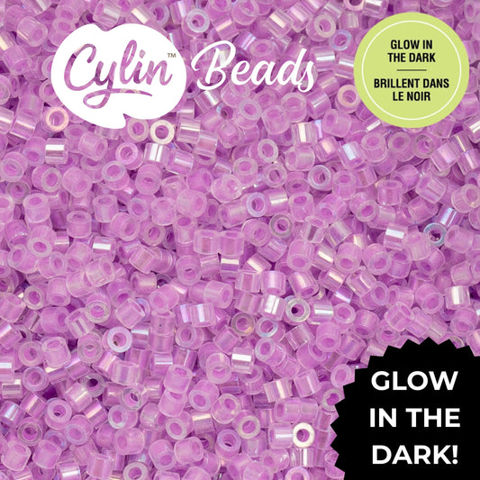 CY11-1121 11/0 Cylin Beads Glow in Dark AB Purple