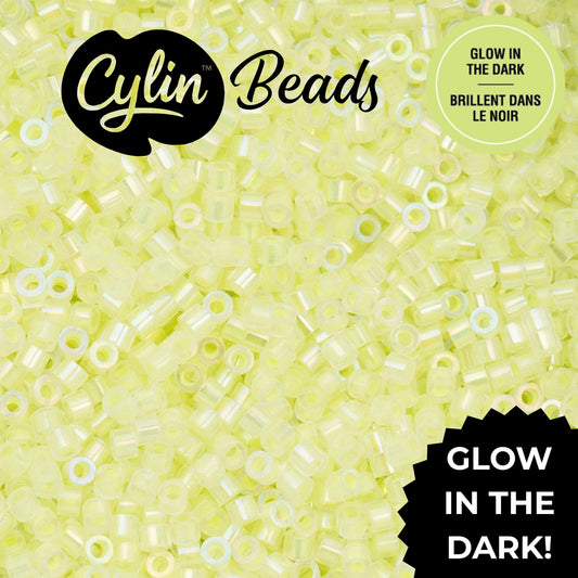 CY11-1123 11/0 Cylin Beads Glow in Dark AB Neon Yellow