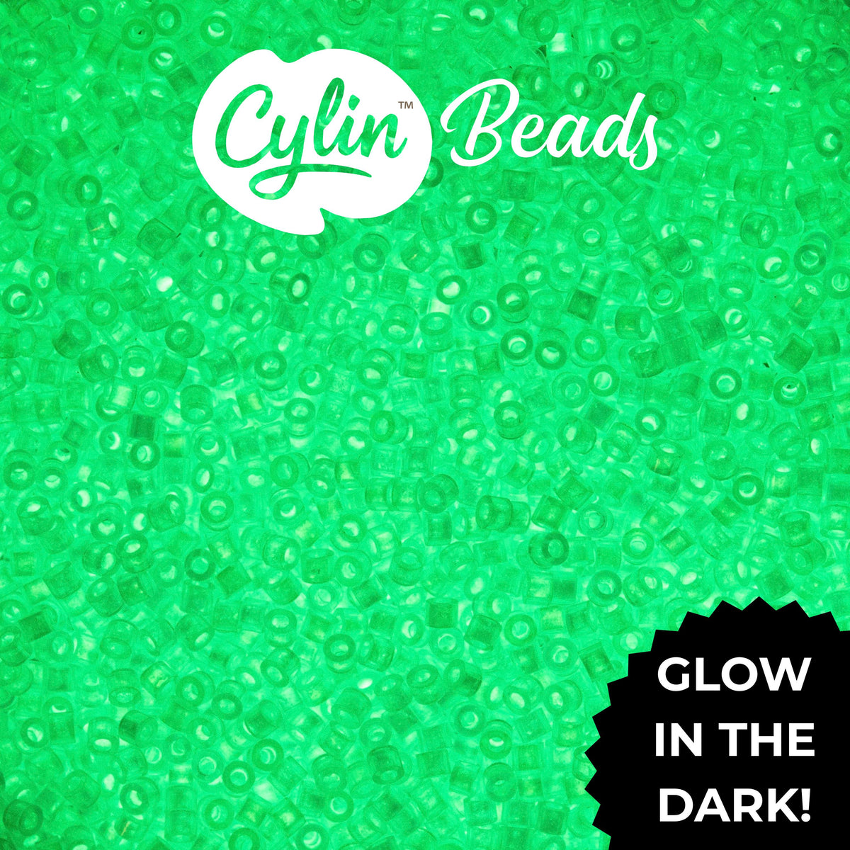 CY11-1125 11/0 Cylin Beads Glow in Dark AB Green