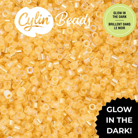 CY11-1126 11/0 Cylin Beads Glow in Dark AB Gold Yellow