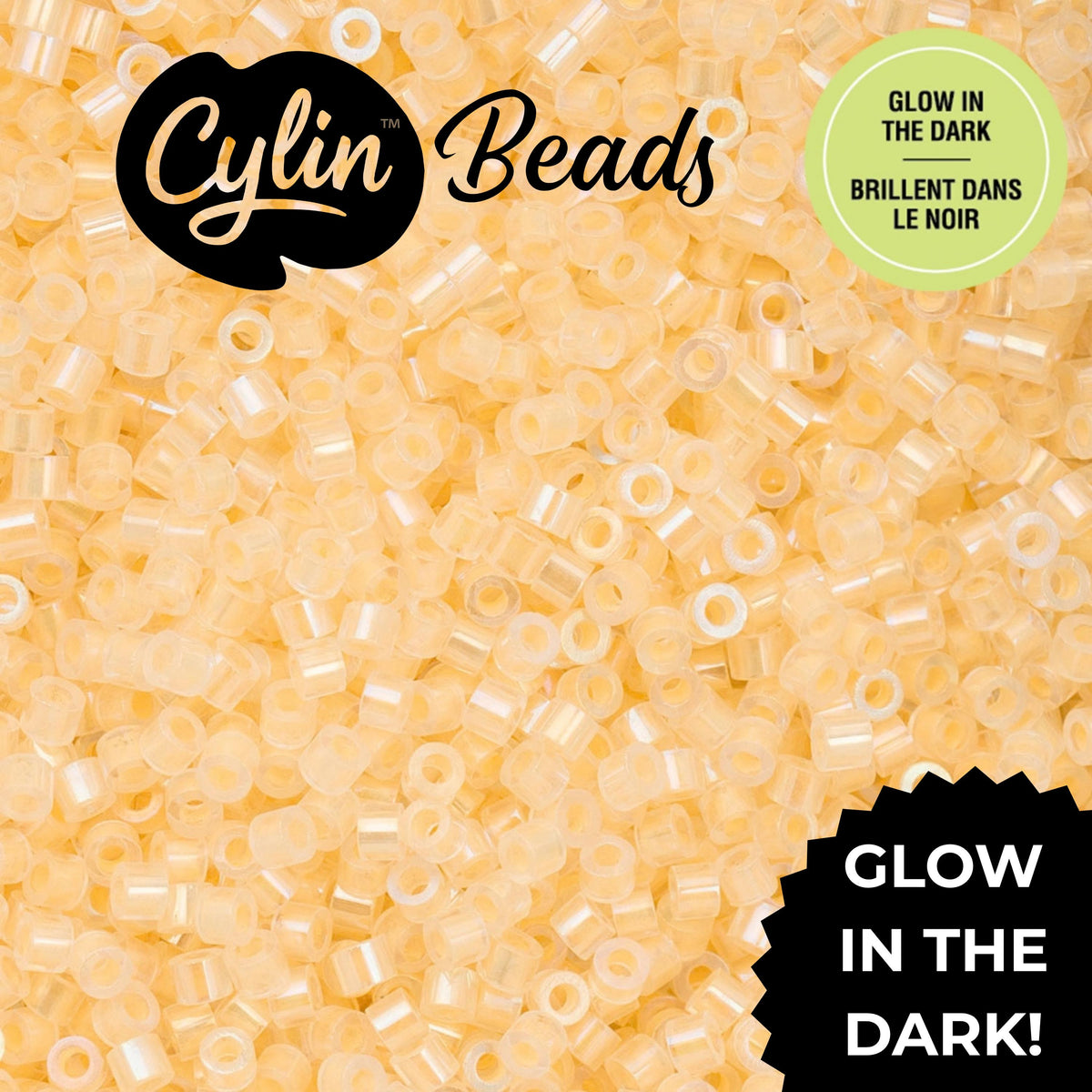 CY11-1127 11/0 Cylin Beads Glow in Dark AB Light Yellow