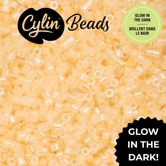 CY11-1127 11/0 Cylin Beads Glow in Dark AB Light Yellow