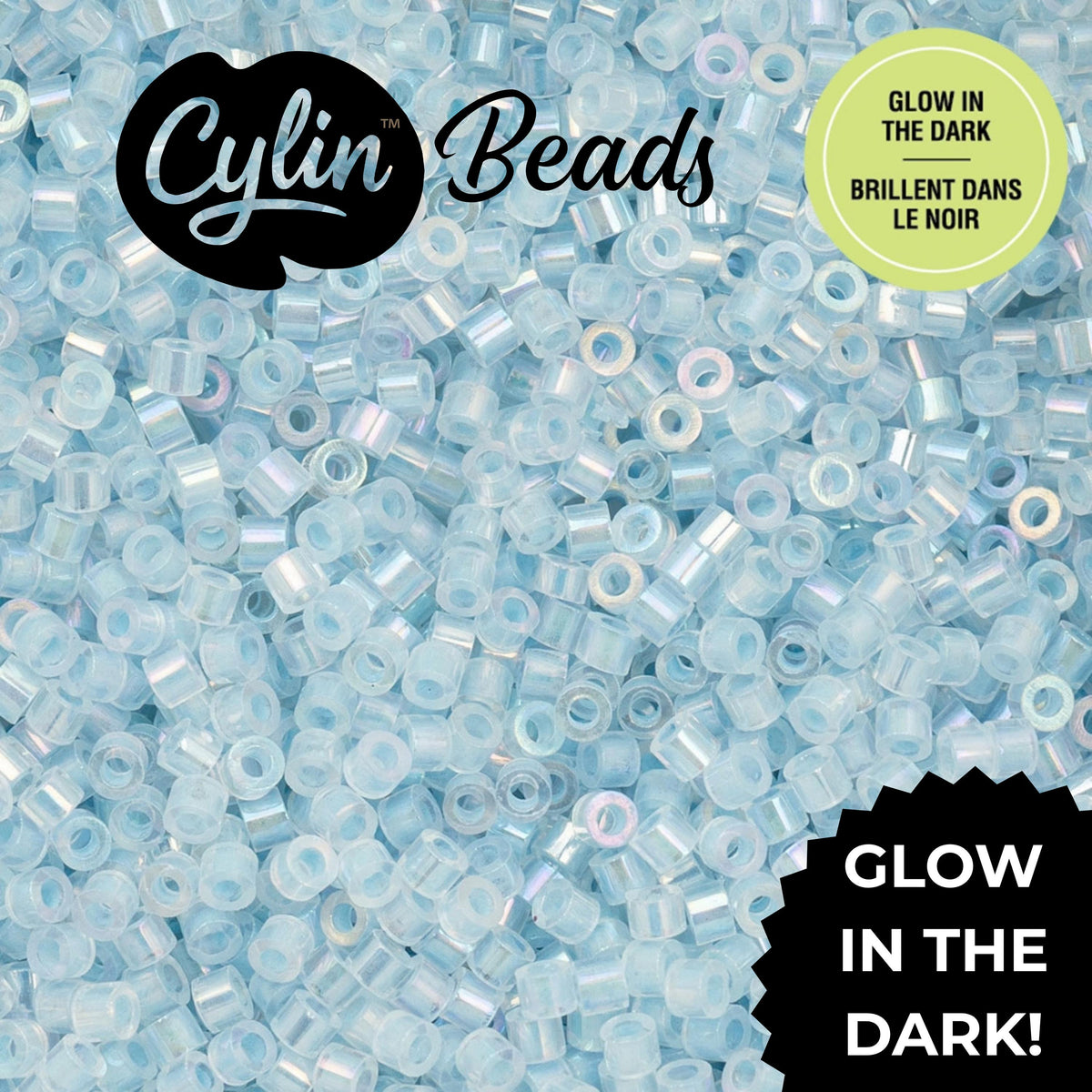 CY11-1130 11/0 Cylin Beads Glow in Dark AB Blue