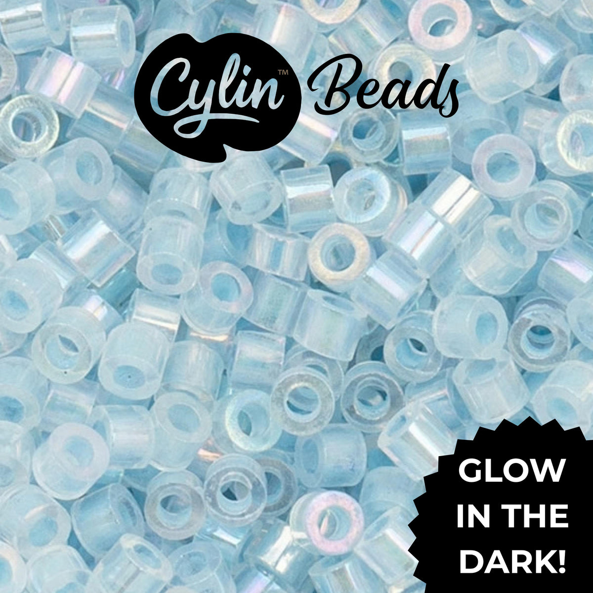 CY11-1130 11/0 Cylin Beads Glow in Dark AB Blue