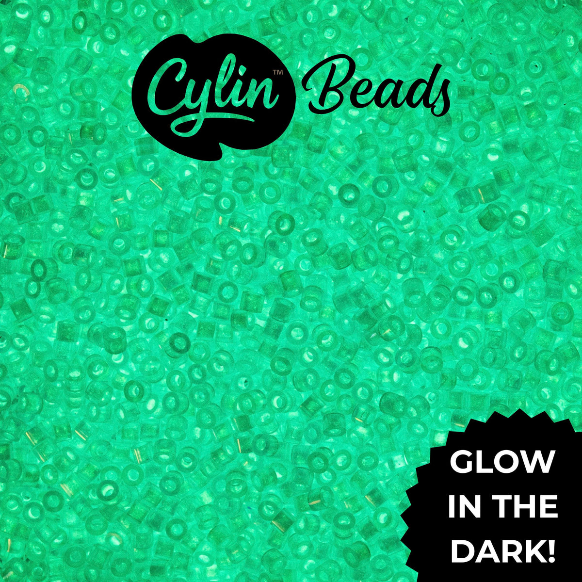 CY11-1130 11/0 Cylin Beads Glow in Dark AB Blue