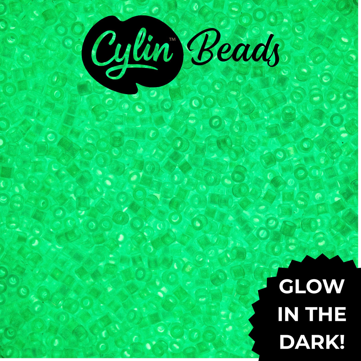 CY11-1132 11/0 Cylin Beads Glow in Dark AB Turquoise