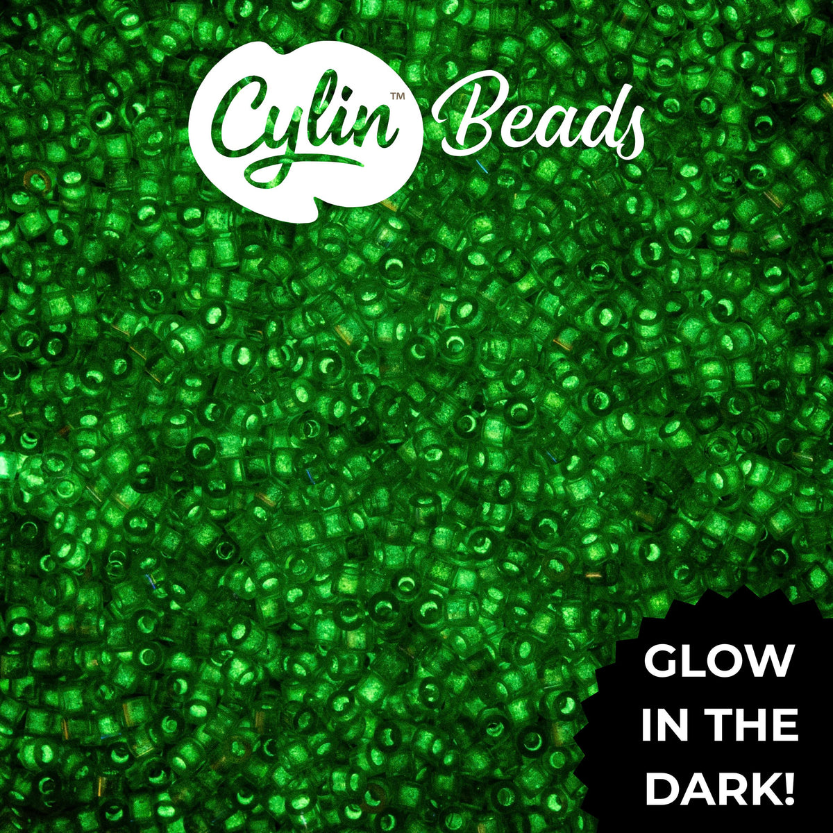 CY11-1133 11/0 Cylin Beads Glow in Dark AB Grey