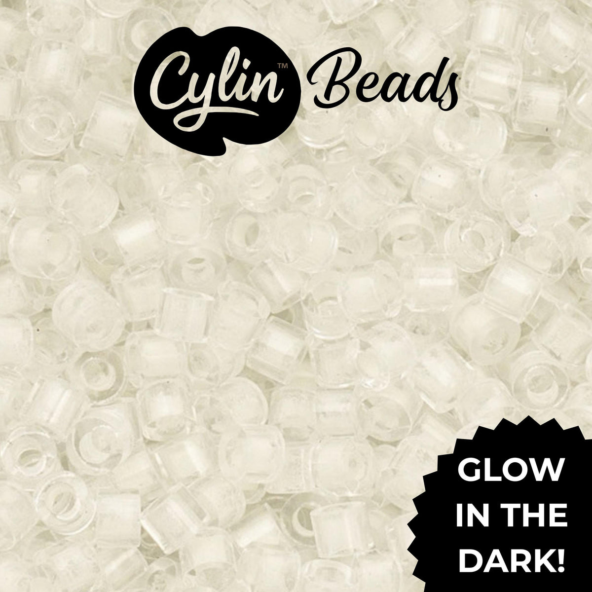 CY11-1134 11/0 Cylin Beads Glow in Dark White to Green