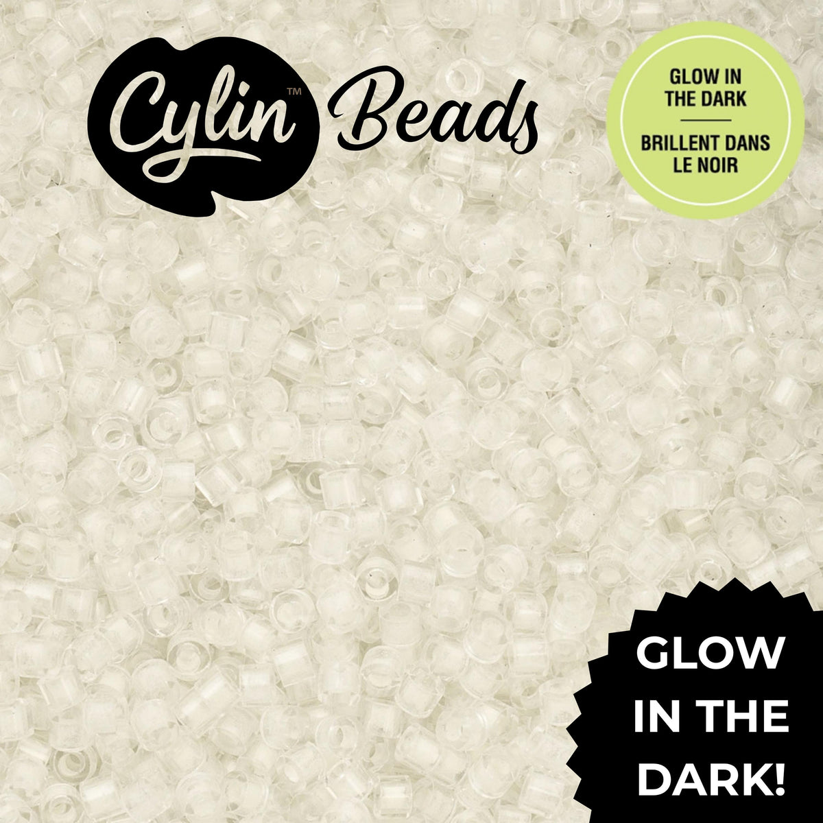 CY11-1134 11/0 Cylin Beads Glow in Dark White to Green