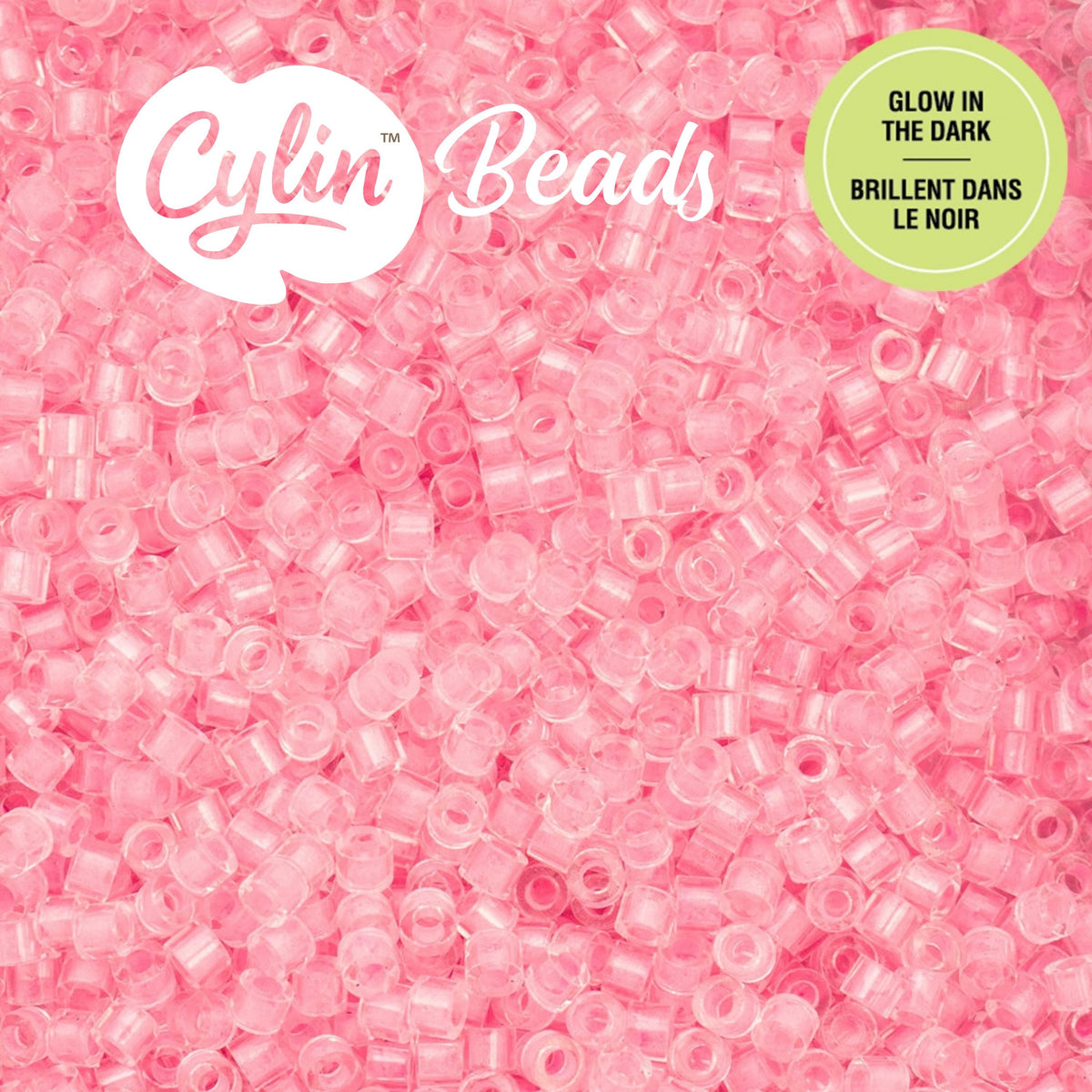 CY11-1138 11/0 Cylin Beads Glow in Dark Neon Pink
