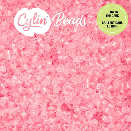 CY11-1138 11/0 Cylin Beads Glow in Dark Neon Pink