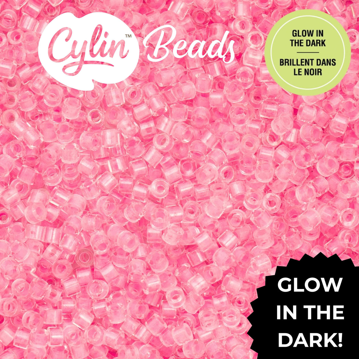 CY11-1139 11/0 Cylin Beads Glow in Dark Rose