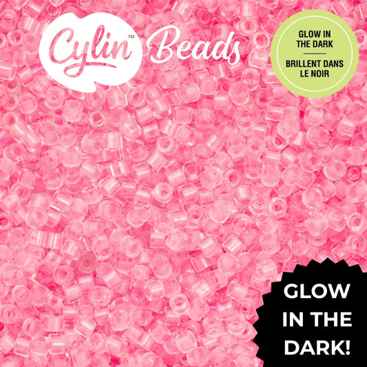 CY11-1139 11/0 Cylin Beads Glow in Dark Rose