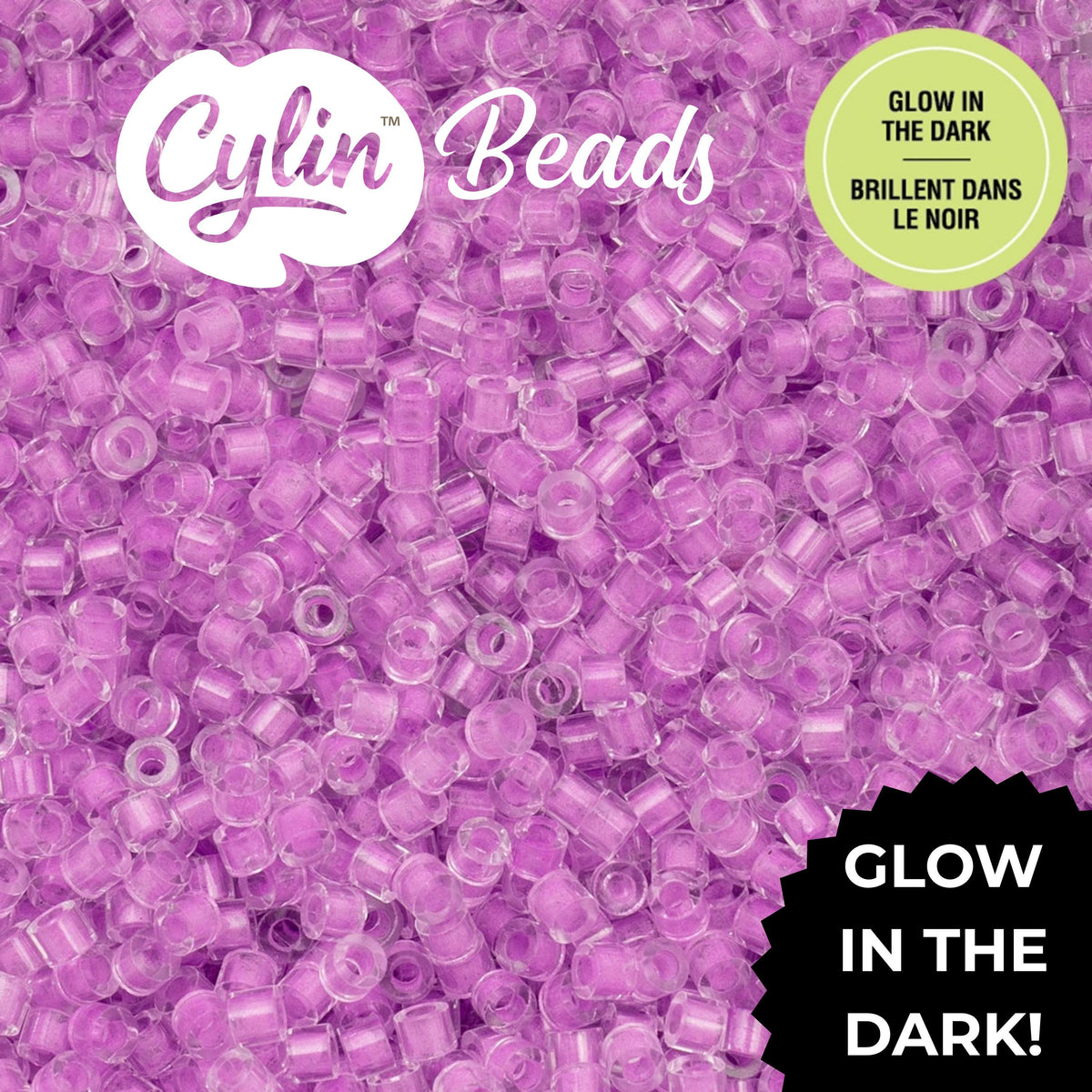 CY11-1141 11/0 Cylin Beads Glow in Dark Purple