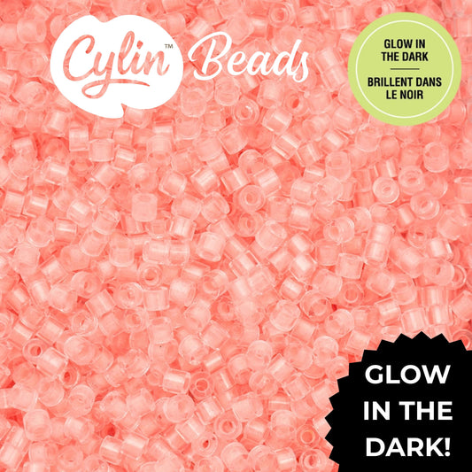 CY11-1149 11/0 Cylin Beads Glow in Dark Coral