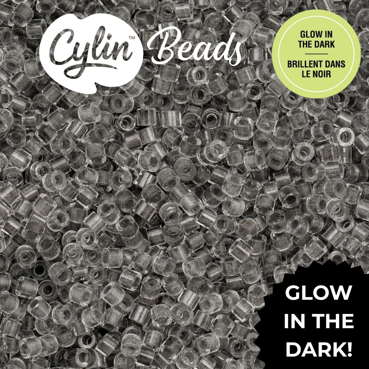 CY11-1153 11/0 Cylin Beads Glow in Dark Grey
