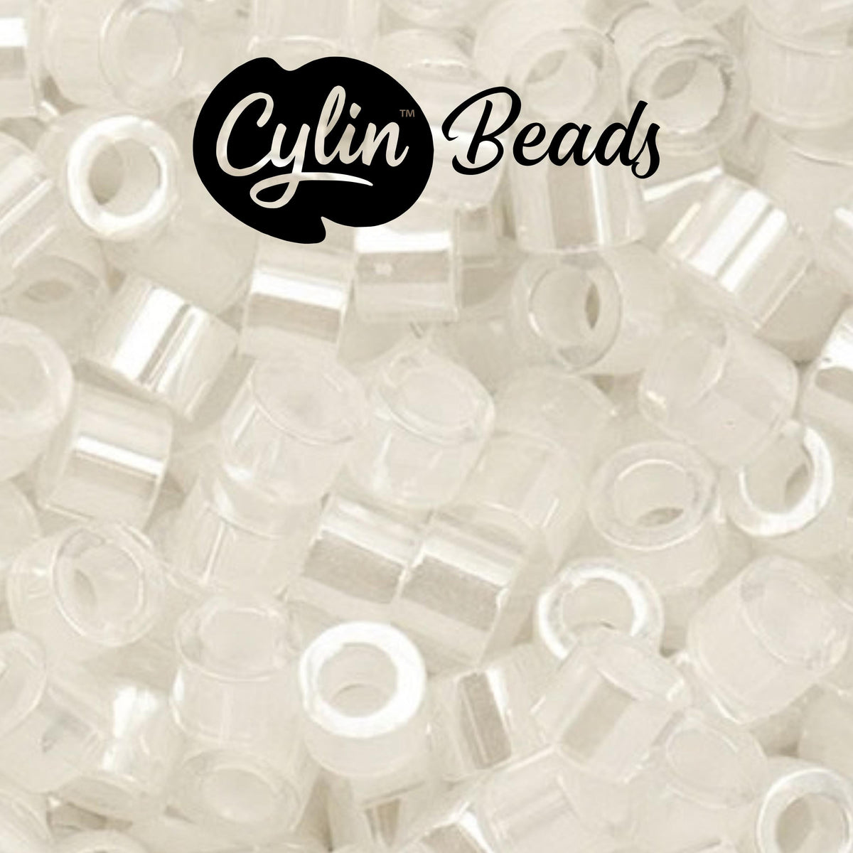 CY11-1015 11/0 Cylin Beads White Lined AB