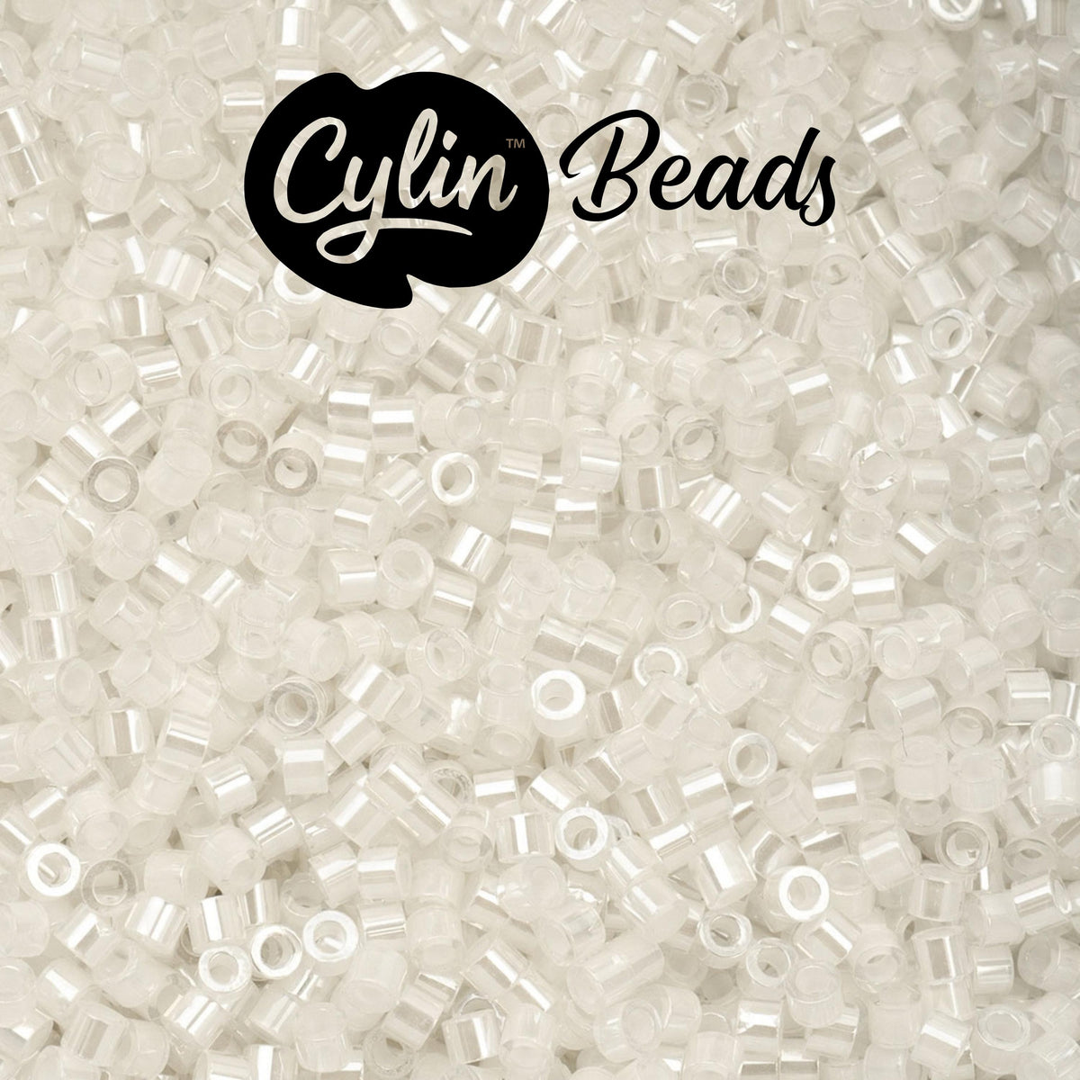 CY11-1015 11/0 Cylin Beads White Lined AB