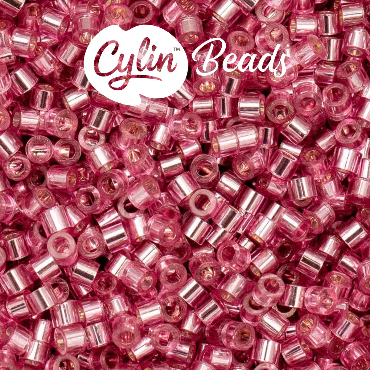CY11-1083  11/0 Cylin Beads Silverlined Dark Pink Rose