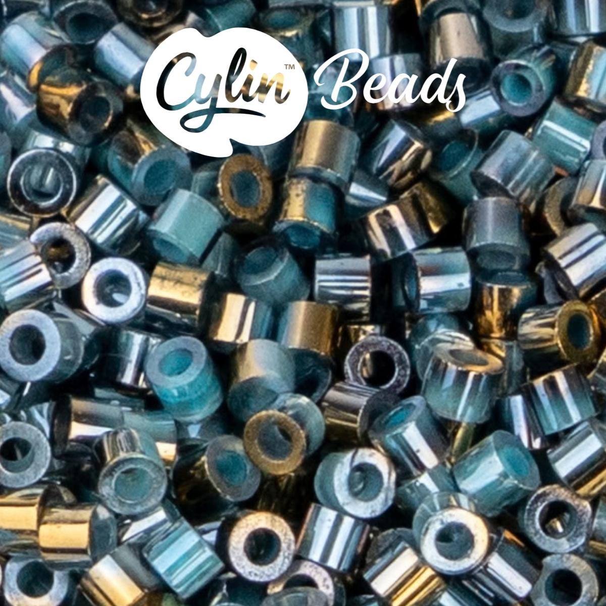 CY11-1235 11/0 Cylin Beads Gilded Halo Crystal Aqua