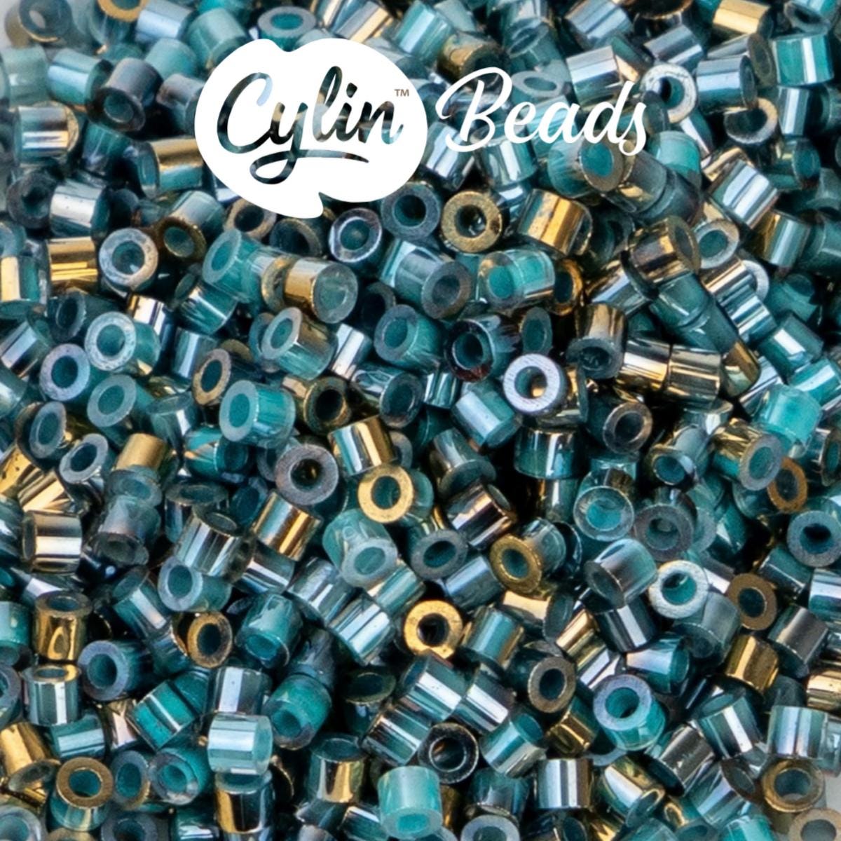 CY11-1237 11/0 Cylin Beads Gilded Halo Frosted Blue