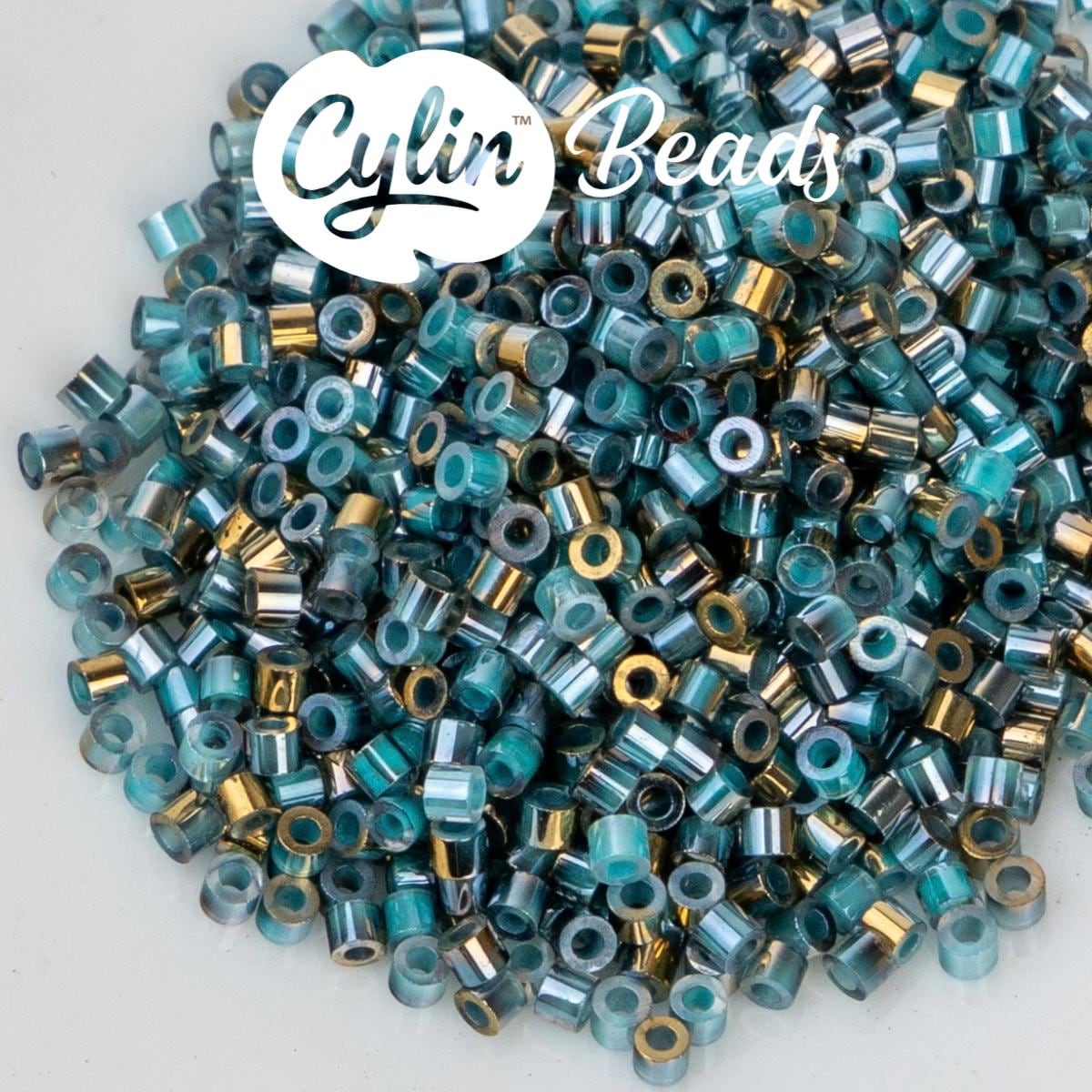 CY11-1237 11/0 Cylin Beads Gilded Halo Frosted Blue