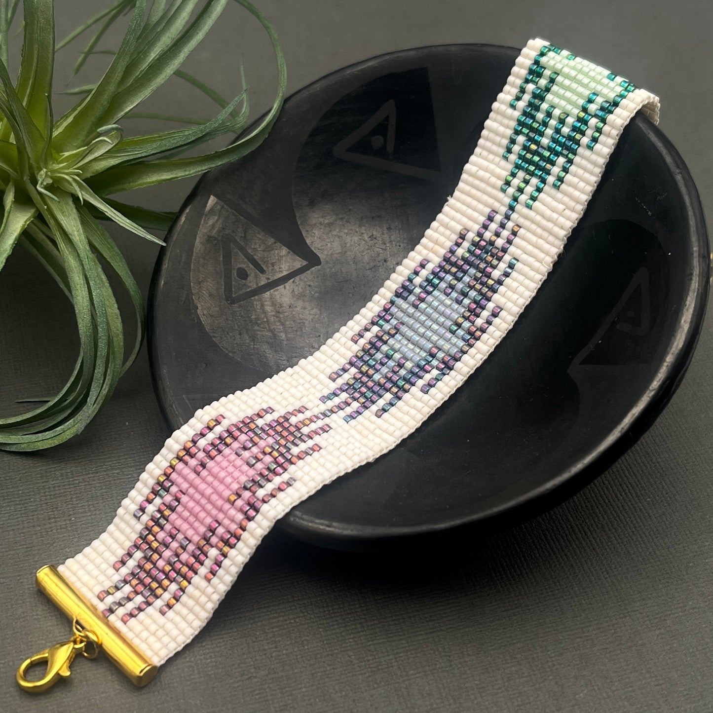 Modern Native Woven Delica Beaded Bracelet