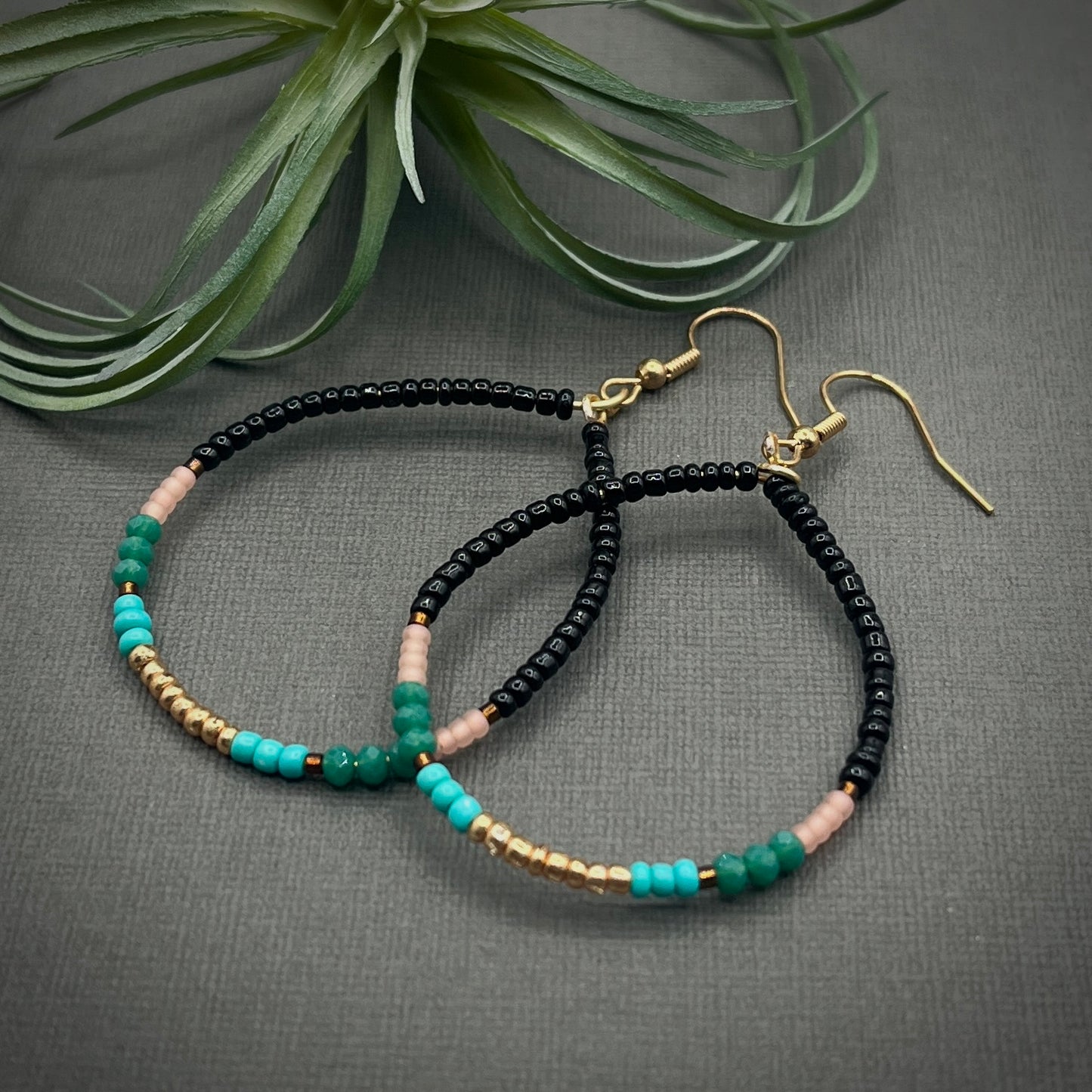 Arabian Nights Teardrop Beaded Hoop Earrings