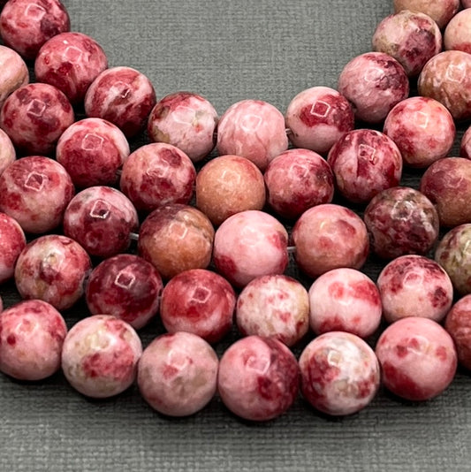 Natural 8mm Smooth Round Pink Dyed Agate Gemstone Strand of Beads