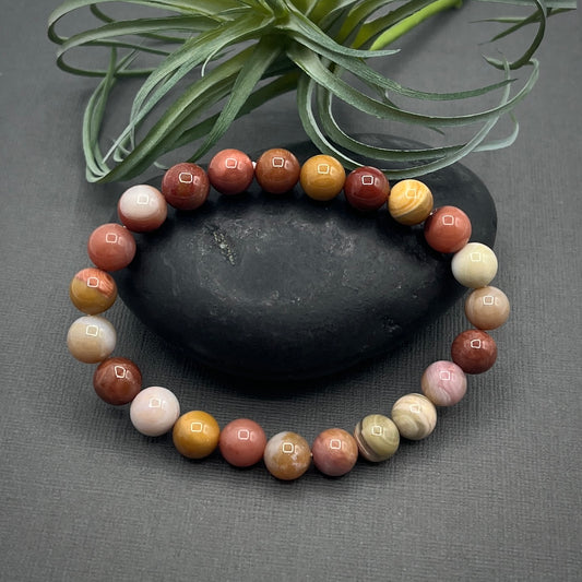 B2G1F Petrified Wood Gemstone 8mm Smooth Round Beaded Stretch Bracelet