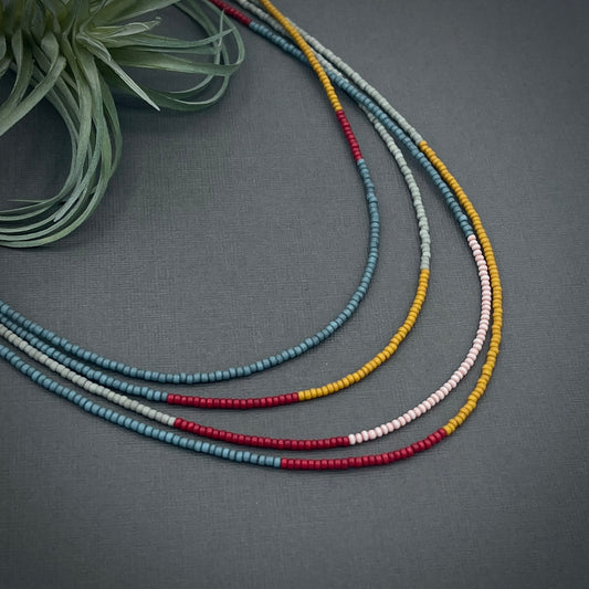 Minimal, Modern, Versatile, Layerable Multicolored Beaded Necklace