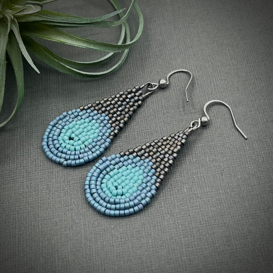 Tropical Storm Hand Woven Drop Earrings