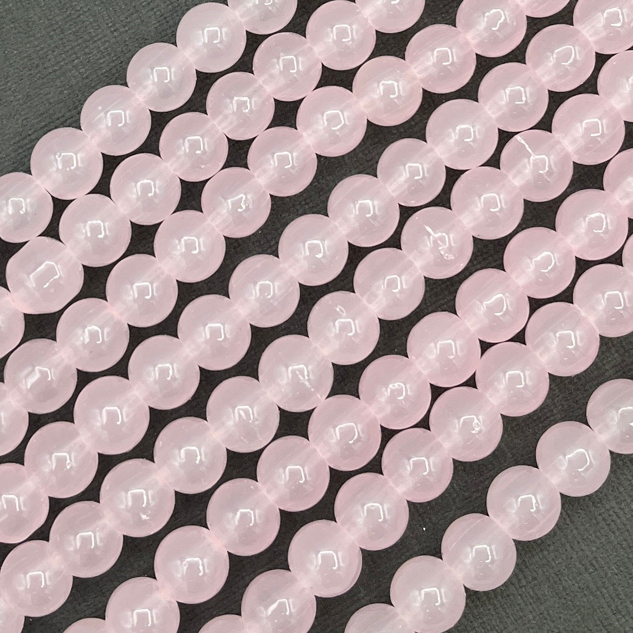 Pink 8mm Baking Painted Imitation Jade Glass Round Strand of Beads