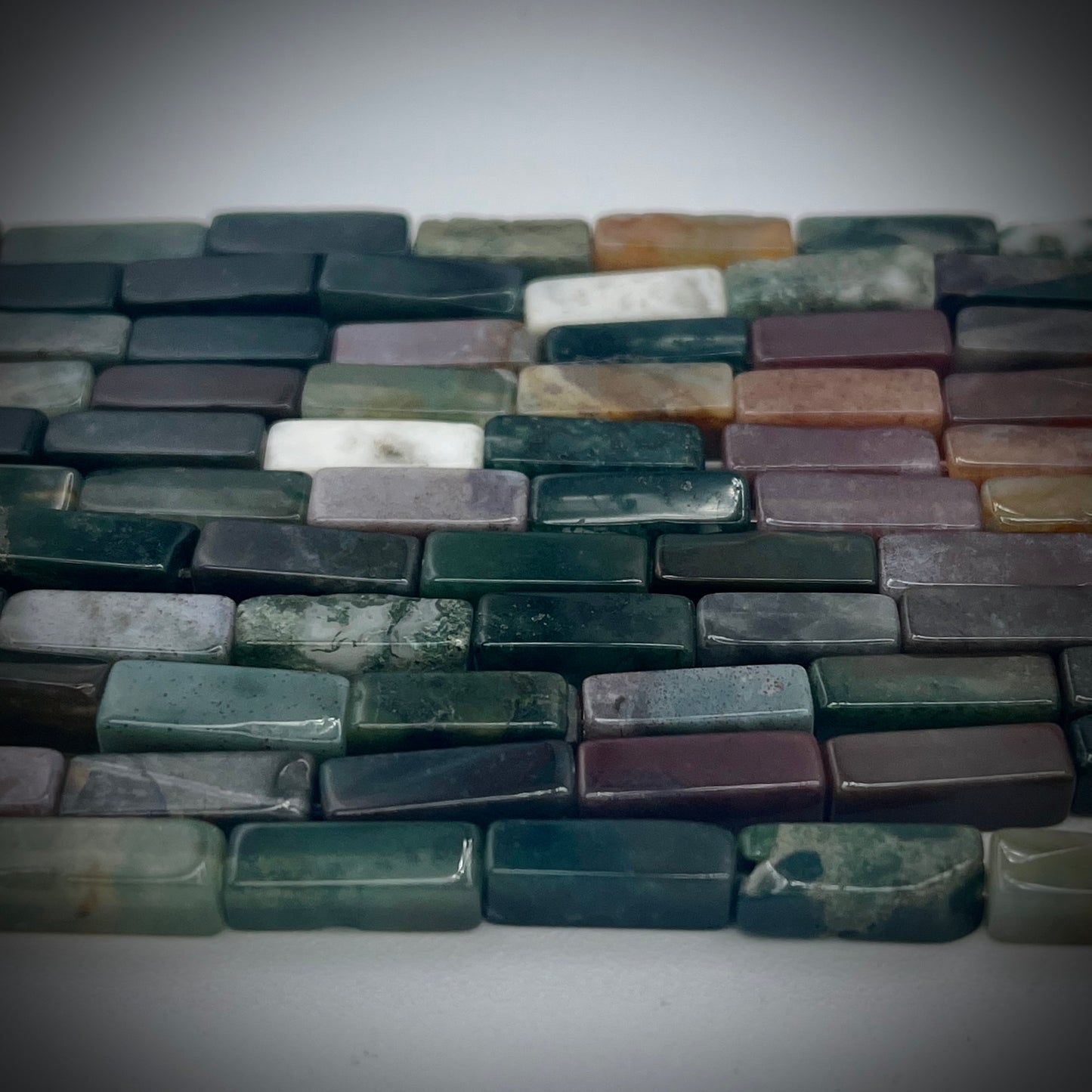 Natural Rectangle Indian Agate Gemstone Beads Strand 10x30mm