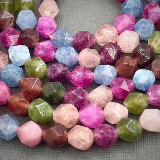 Tourmaline 8mm Star Cut Gemstone 15 inch Strand of Beads