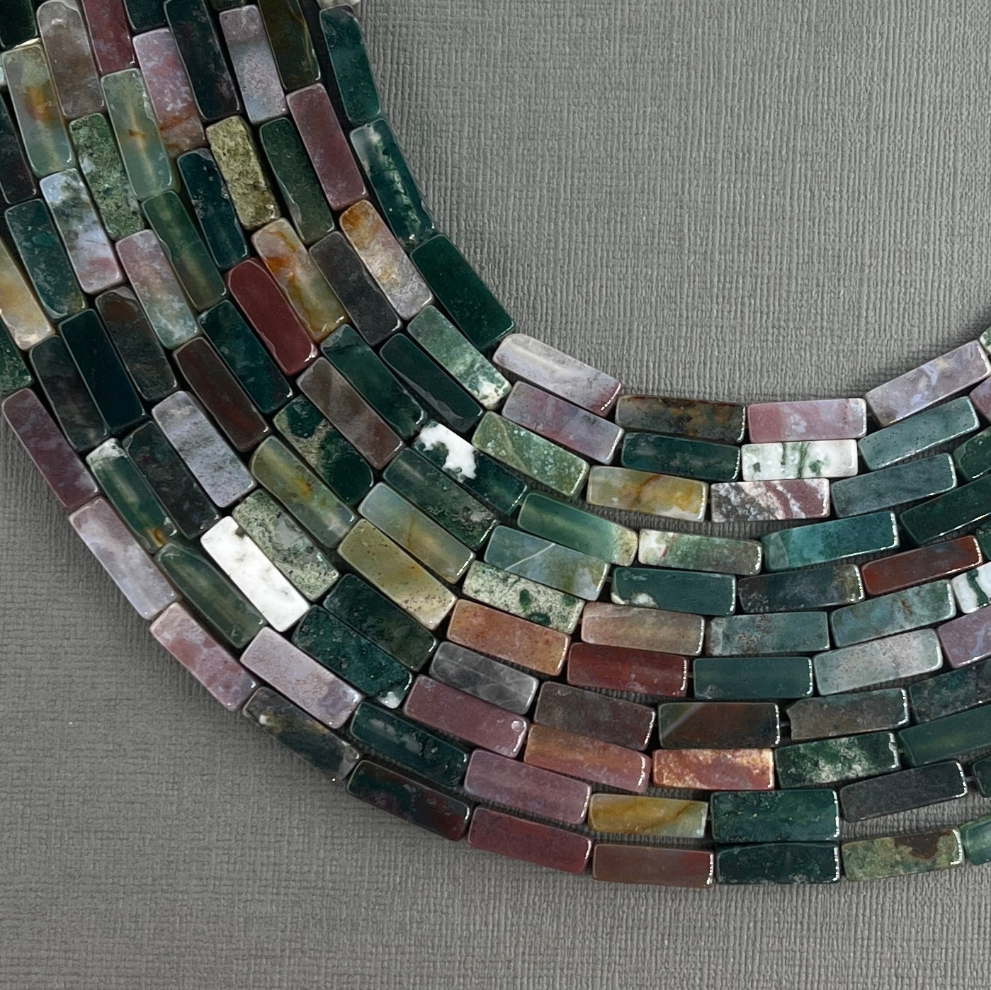 Natural Rectangle Indian Agate Gemstone Beads Strand 10x30mm