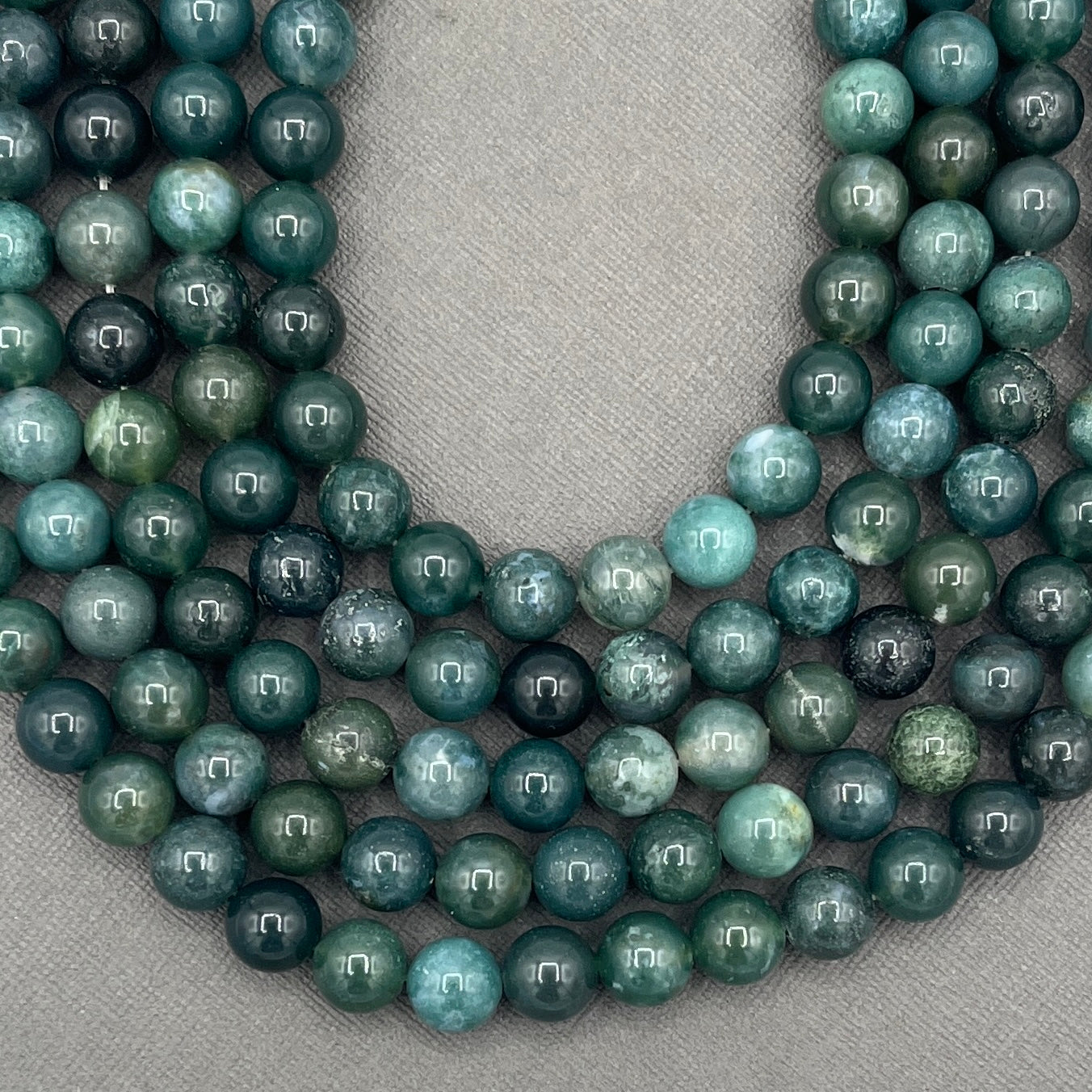 Natural 8mm Moss Agate Gemstone Smooth Round Gemstone Strand of Beads