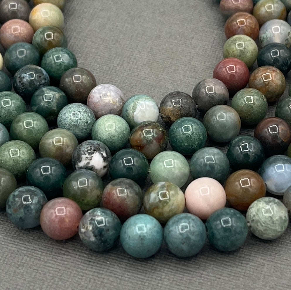 Natural 8mm/6mm Smooth Round Indian Agate Gemstone Strand of Beads