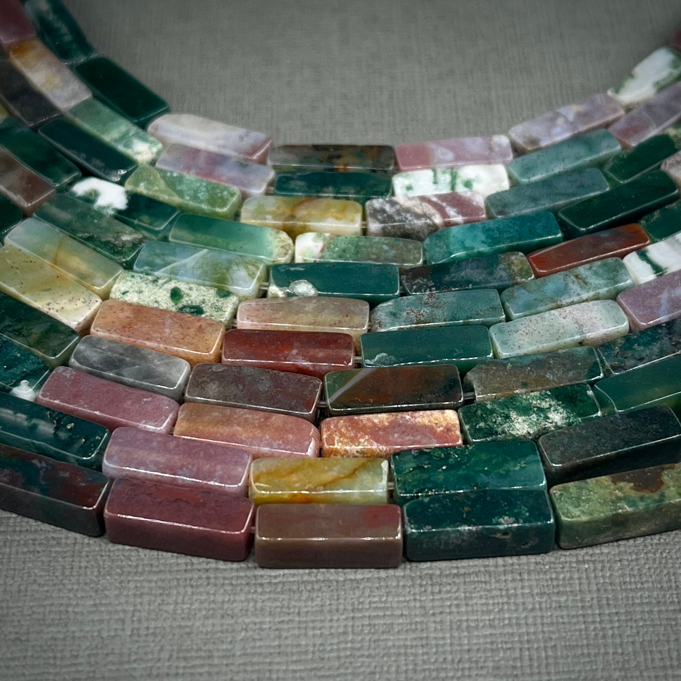 Natural Rectangle Indian Agate Gemstone Beads Strand 10x30mm