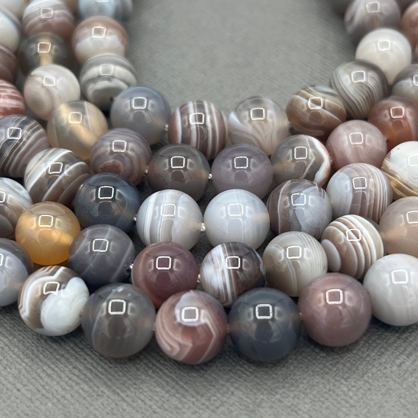 Natural 8mm Smooth Round Botswana Agate Strand of Beads