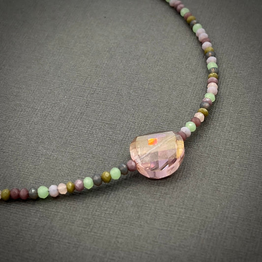 Pink Lady Faceted Beaded Choker Necklace