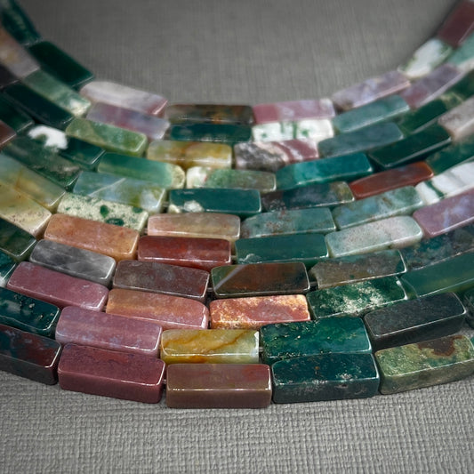 Natural Rectangle Indian Agate Gemstone Beads Strand 10x30mm