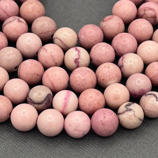 Natural 8mm Crazy Agate Smooth Round Pink Dyed Gemstone Strand of Beads