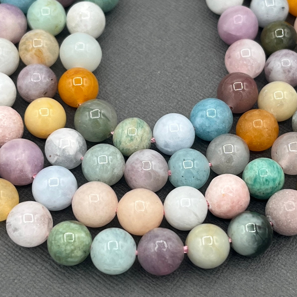 Natural 8mm Mixed Gemstone Beads (Angelite, Pink Opal, Myanamar Jade Strand of Beads