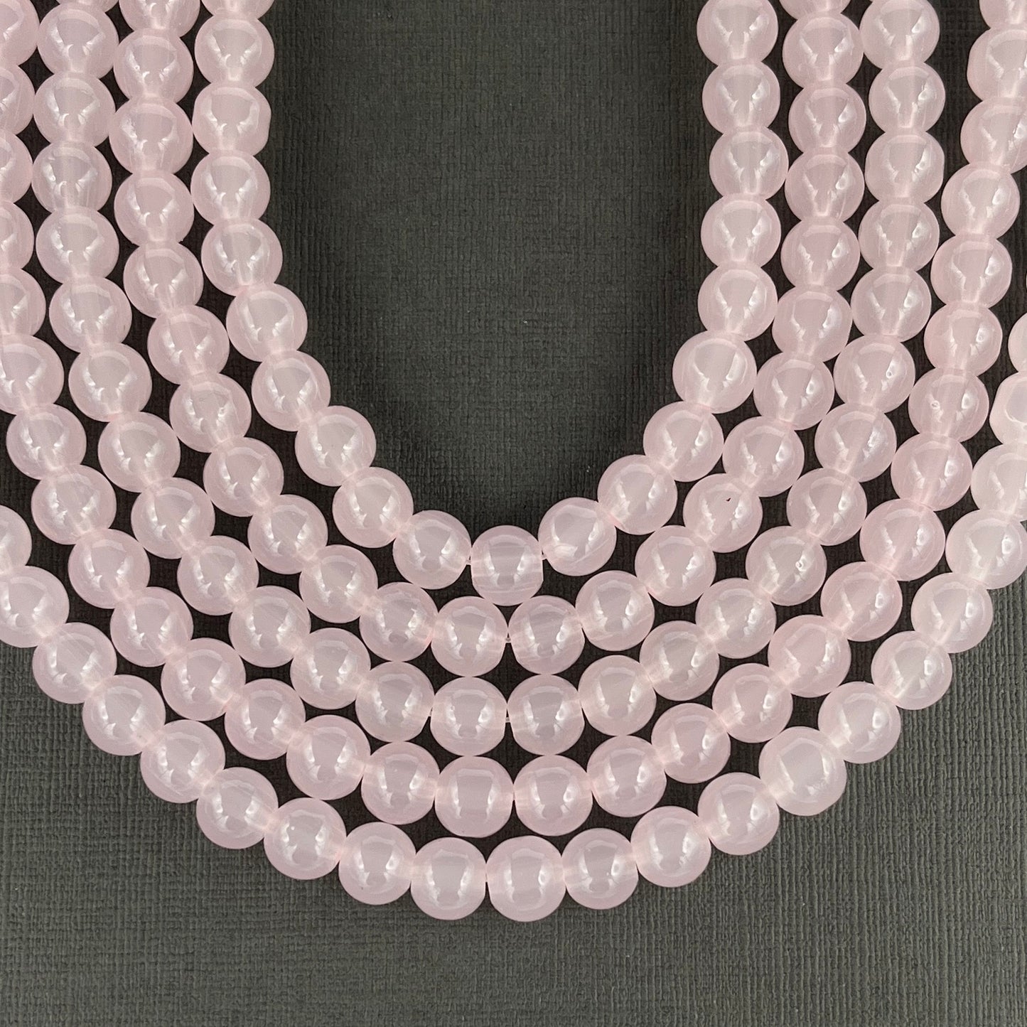 Pink 8mm Baking Painted Imitation Jade Glass Round Strand of Beads