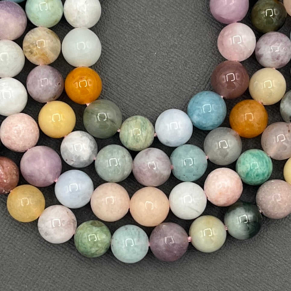 Natural 8mm Mixed Gemstone Beads (Angelite, Pink Opal, Myanamar Jade Strand of Beads